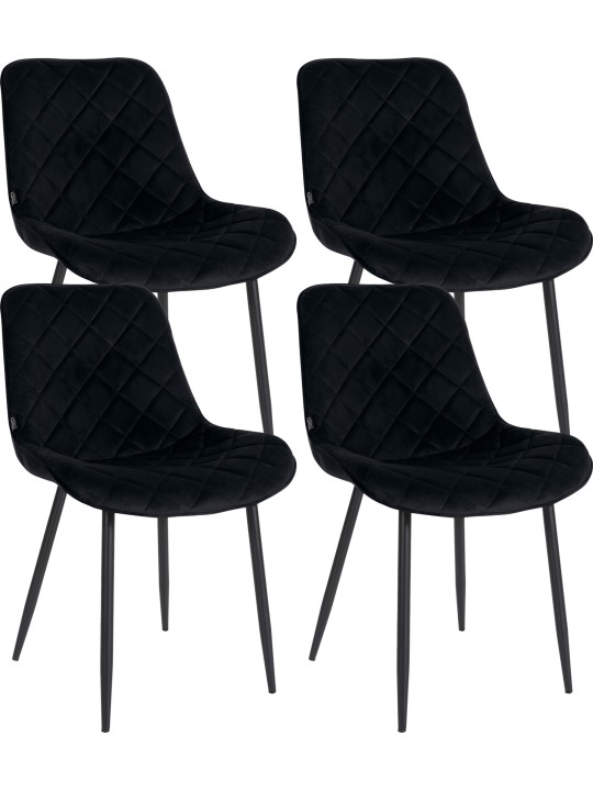Lot de 4 Chaises Springs Velours, noir