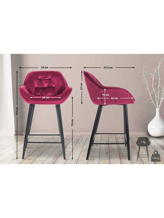 Lot de 2 tabourets de bar Gibson 76 velours, lilas Lot de 2 tabourets de bar Gibson 76 velours, lilas