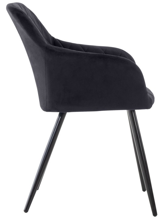 Chaise de salle à manger Shila velours, noir