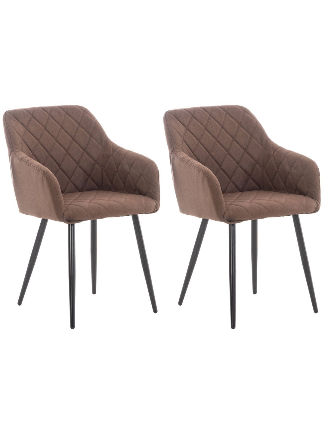 Lot de 2 chaises de salle à manger Shila tissu, brun