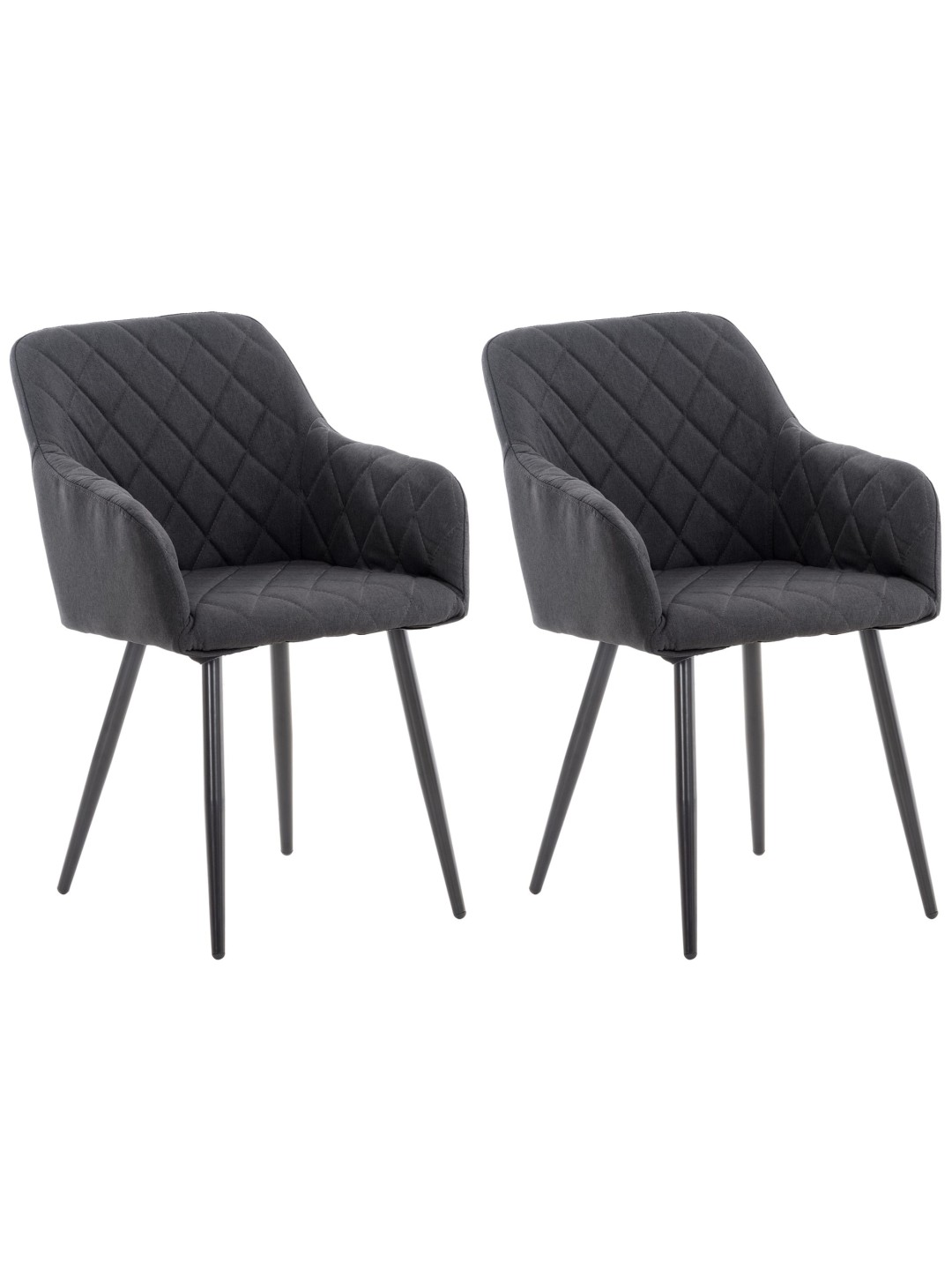 Lot de 2 chaises de salle à manger Shila tissu, noir