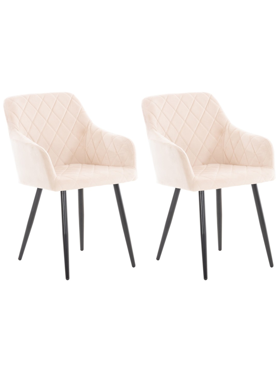 Lot de 2 chaises de salle à manger Shila velours, beige