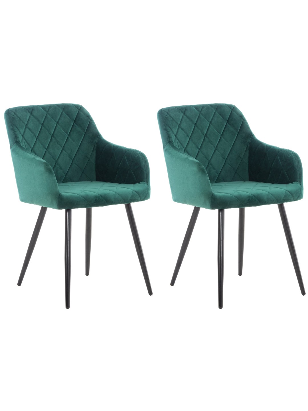 Lot de 2 chaises de salle à manger Shila velours, vert