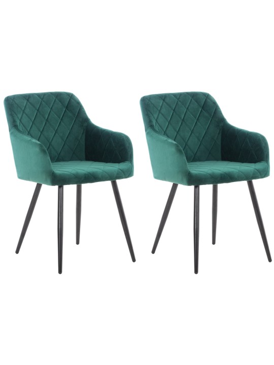Lot de 2 chaises de salle à manger Shila velours, vert Lot de 2 chaises de salle à manger Shila velours, vert