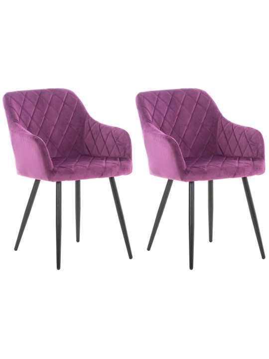 Lot de 2 chaises de salle à manger Shila velours, lilas Lot de 2 chaises de salle à manger Shila velours, lilas