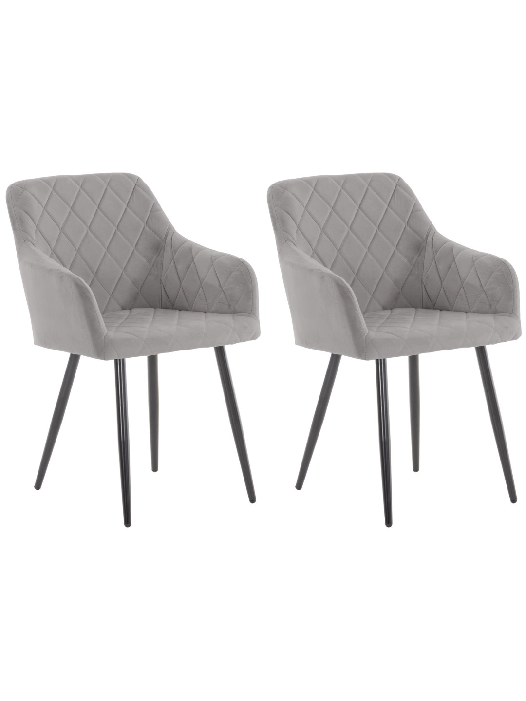 Lot de 2 chaises de salle à manger Shila velours, gris