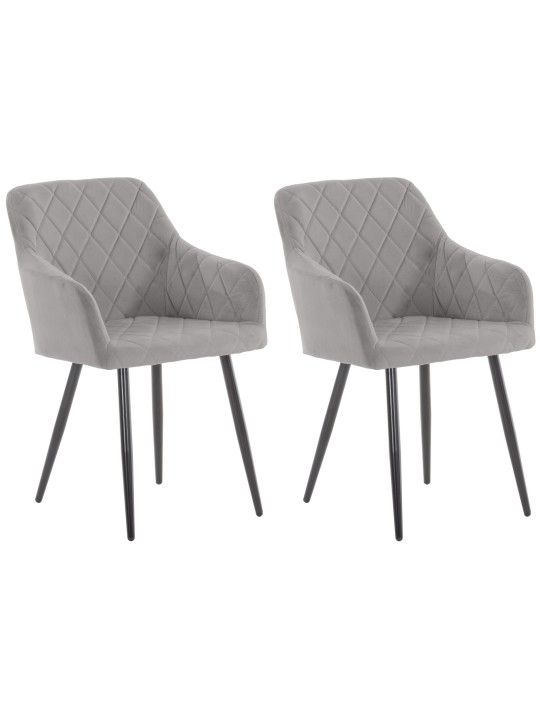 Lot de 2 chaises de salle à manger Shila velours, gris Lot de 2 chaises de salle à manger Shila velours, gris