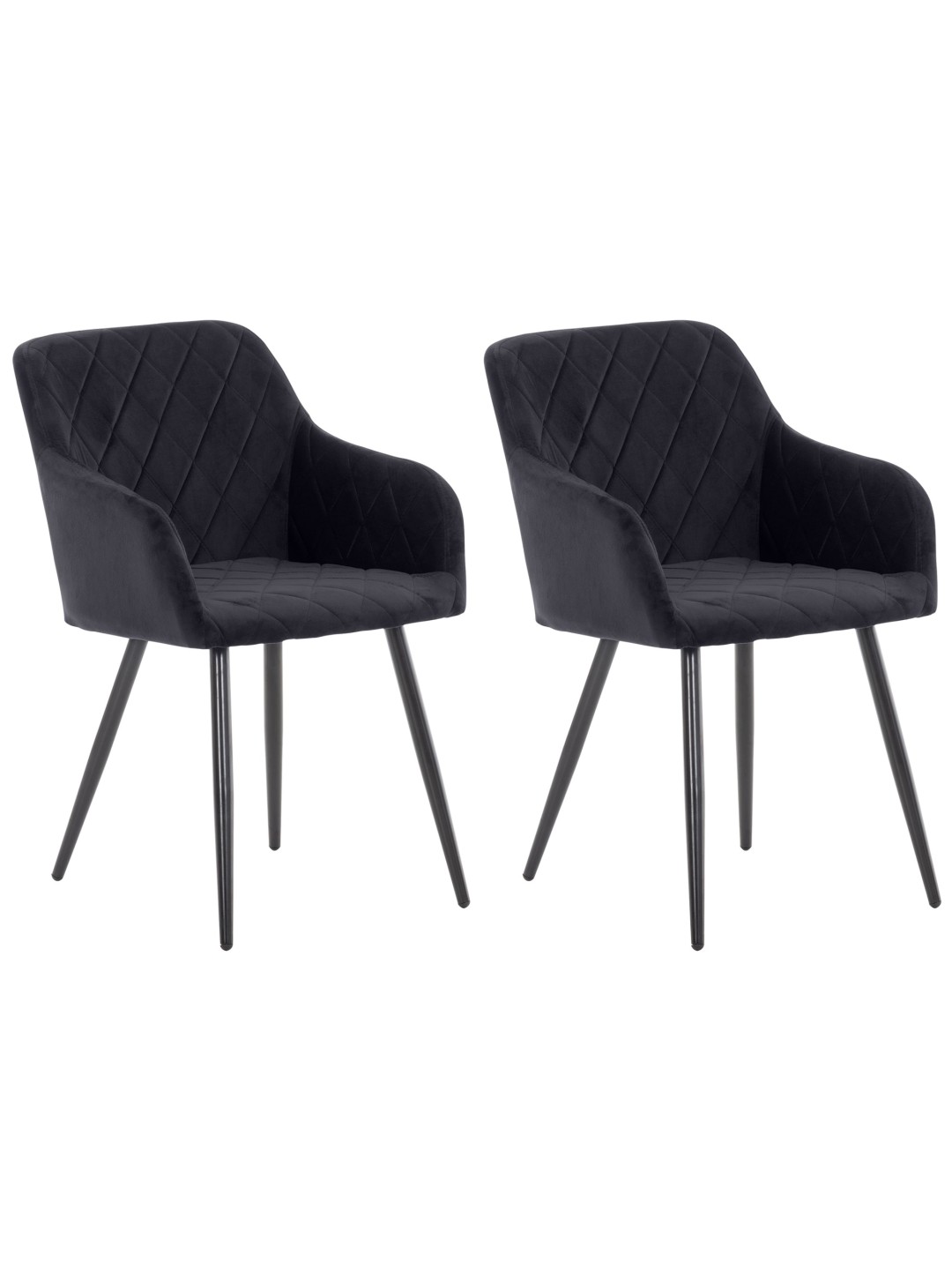 Lot de 2 chaises de salle à manger Shila velours, noir