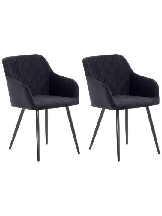 Lot de 2 chaises de salle à manger Shila velours, noir Lot de 2 chaises de salle à manger Shila velours, noir