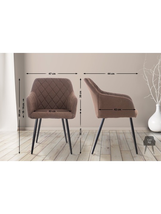 Lot de 2 chaises de salle à manger Shila tissu, brun Lot de 2 chaises de salle à manger Shila tissu, brun