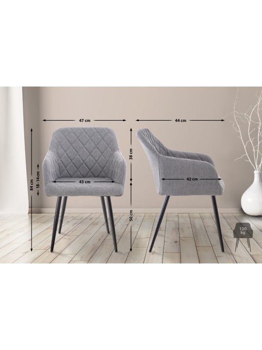 Lot de 2 chaises de salle à manger Shila tissu, gris Lot de 2 chaises de salle à manger Shila tissu, gris