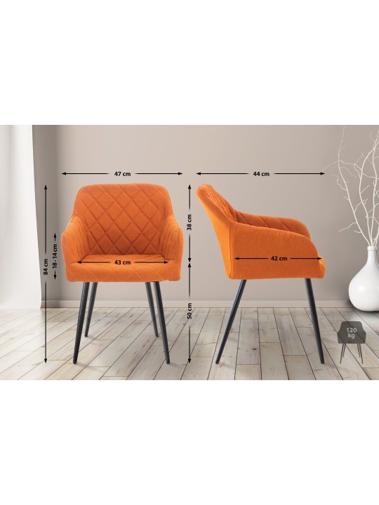 Lot de 2 chaises de salle à manger Shila tissu, orange Lot de 2 chaises de salle à manger Shila tissu, orange