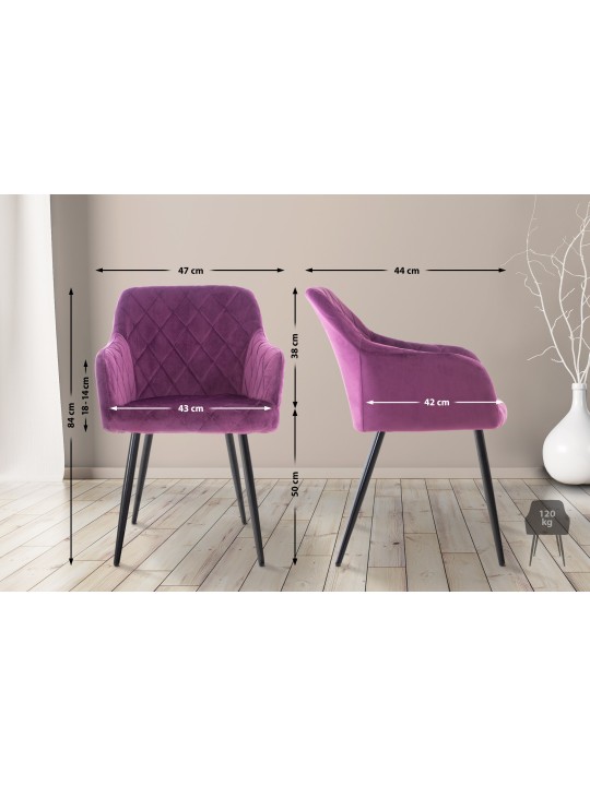 Lot de 2 chaises de salle à manger Shila velours, lilas Lot de 2 chaises de salle à manger Shila velours, lilas