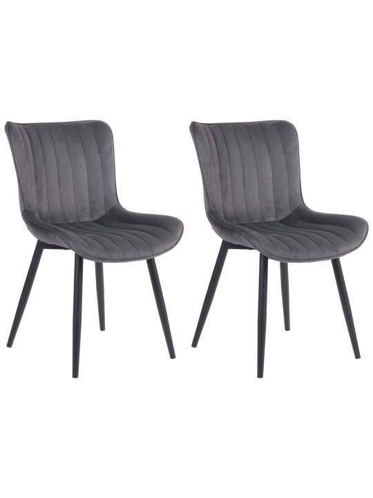 Lot de 2 chaises Largo velours, gris foncé
