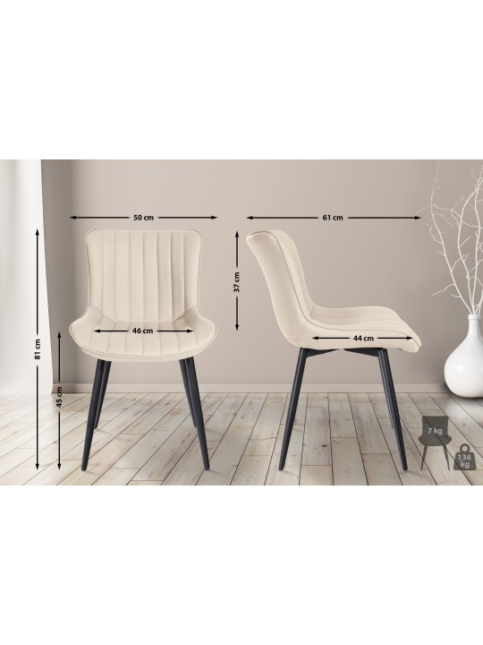 Lot de 2 chaises Largo simili cuir, crème