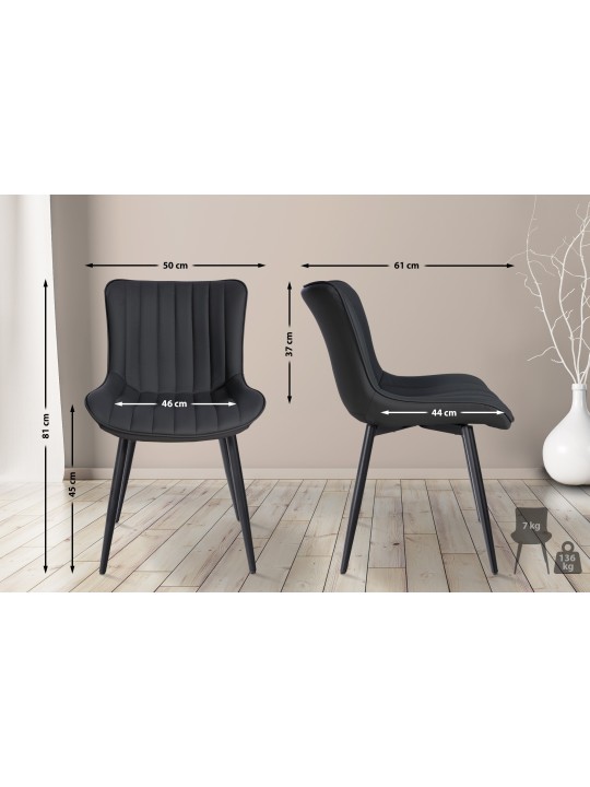 Lot de 2 chaises Largo simili cuir, noir