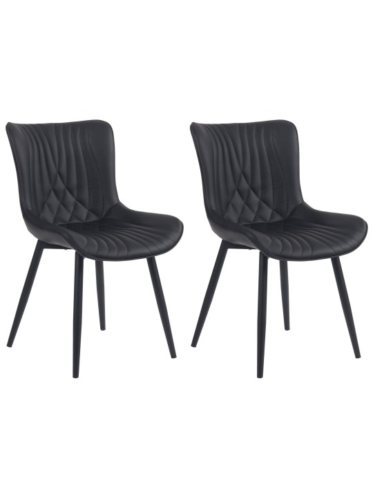 Lot de 2 chaises Brady simili cuir, noir