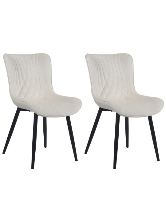 Lot de 2 chaises Brady velours, crème