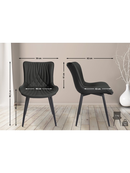 Lot de 2 chaises Brady simili cuir, noir