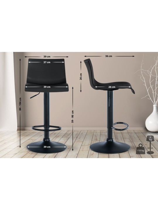Tabouret de bar Branford plastique, noir