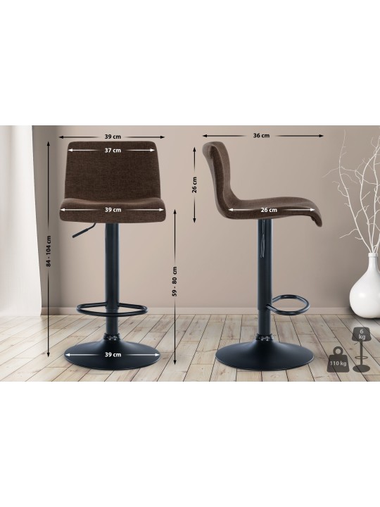 Tabouret de bar Branford tissu, brun Tabouret de bar Branford tissu, brun