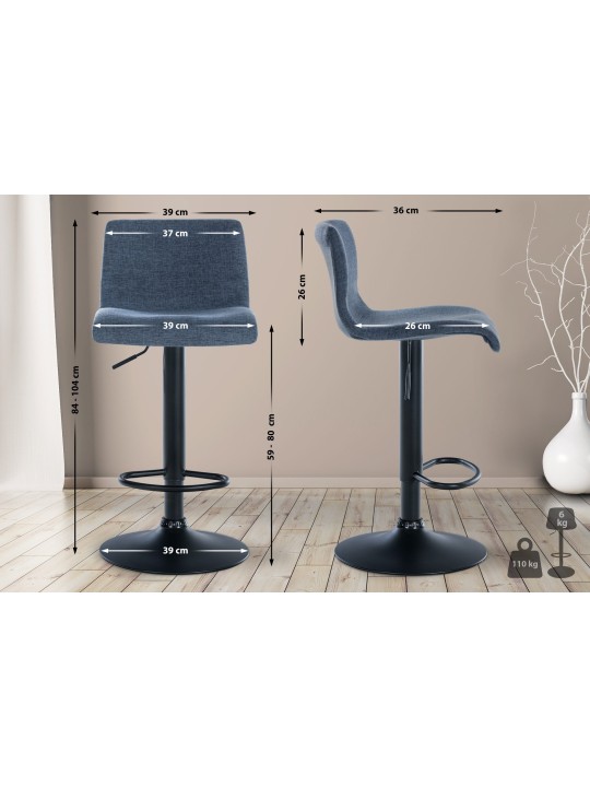 Tabouret de bar Branford tissu, bleu Tabouret de bar Branford tissu, bleu