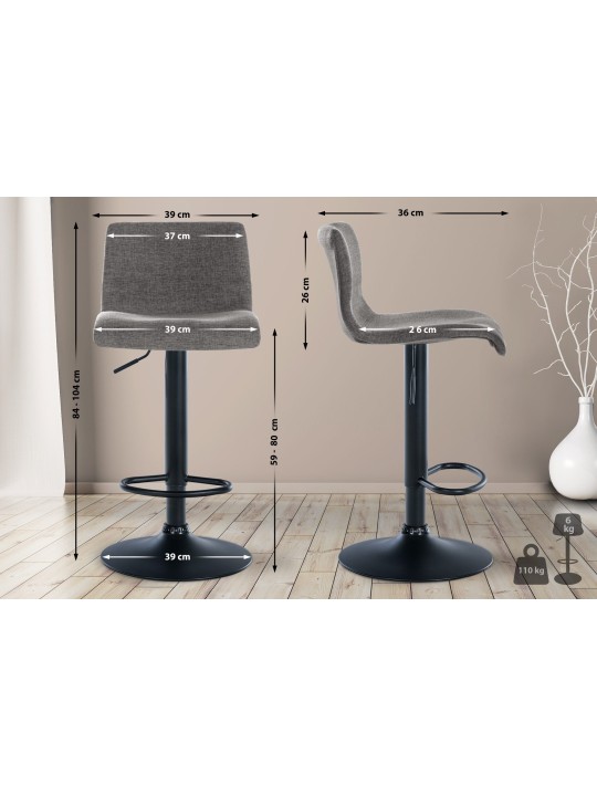 Tabouret de bar Branford tissu, gris clair Tabouret de bar Branford tissu, gris clair