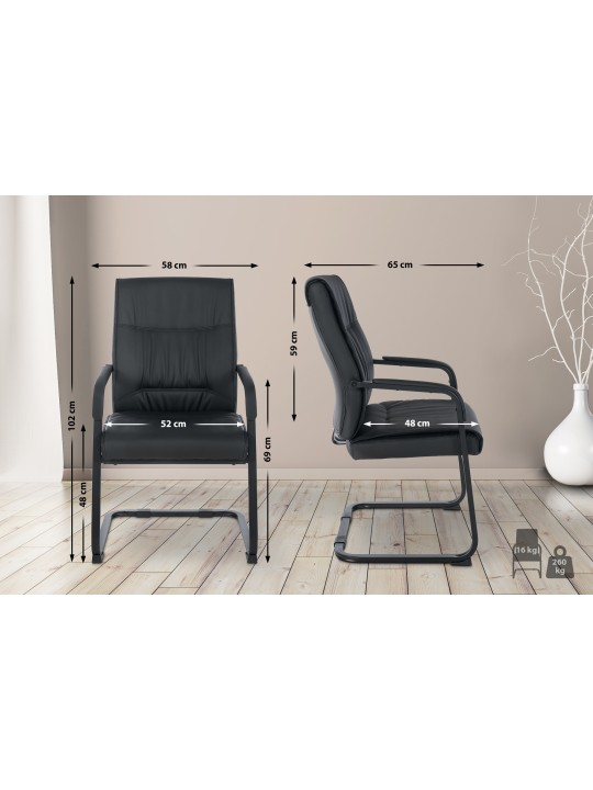 Chaise visiteur XL Anubis, noir/noir