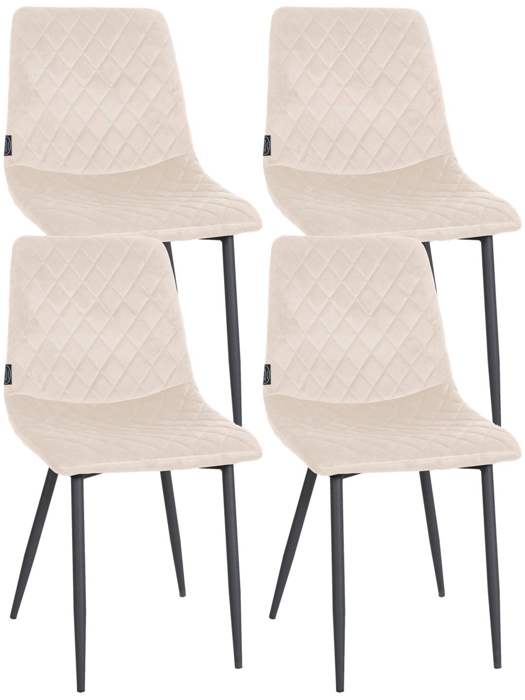 Lot de 4 chaises Telde velours, crème