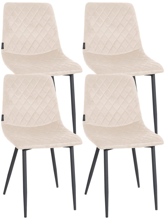 Lot de 4 chaises Telde velours, crème Lot de 4 chaises Telde velours, crème