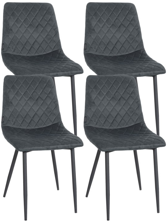 Lot de 4 chaises Telde velours, gris foncé Lot de 4 chaises Telde velours, gris foncé
