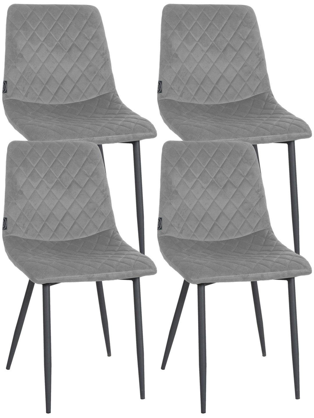 Lot de 4 chaises Telde velours, gris