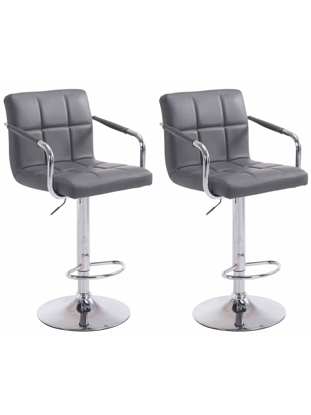 Lot de 2 tabourets de bar Lucy V2 chromé, gris