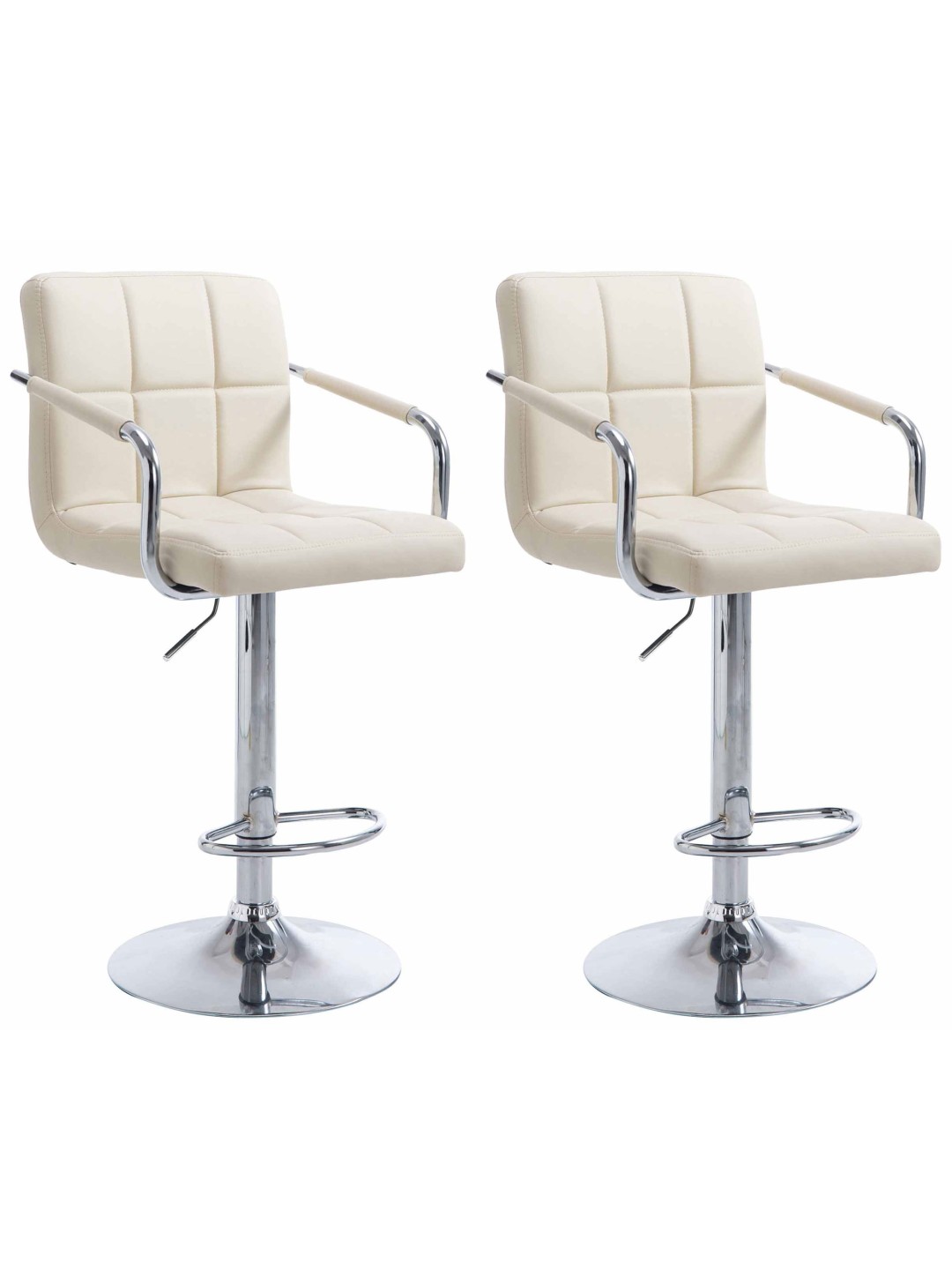 Lot de 2 tabourets de bar Lucy V2 chromé, crème