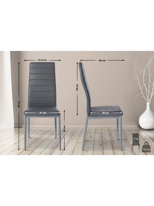 Chaise de salle à manger Mayfair simili cuir, gris Chaise de salle à manger Mayfair simili cuir, gris