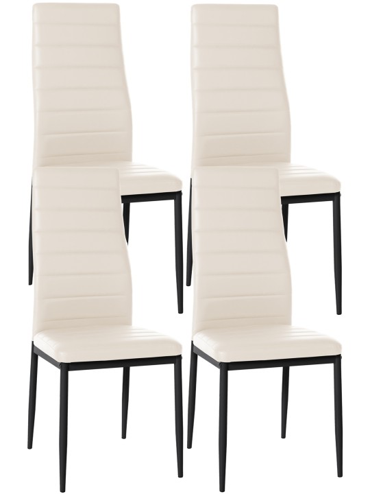 Ensemble de 4 chaises de salle à manger Mayfair simili cuir, crème