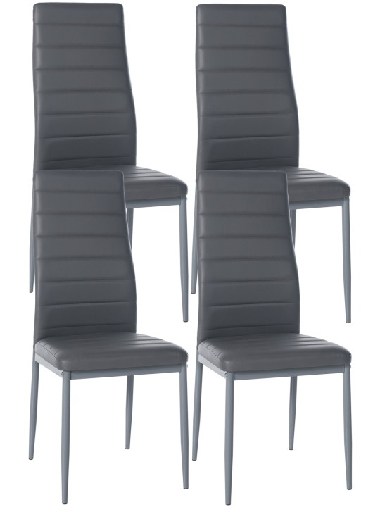Ensemble de 4 chaises de salle à manger Mayfair simili cuir, gris