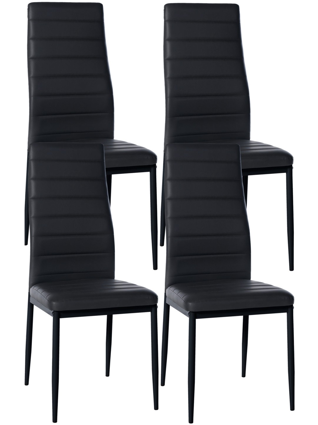 Ensemble de 4 chaises de salle à manger Mayfair simili cuir, noir