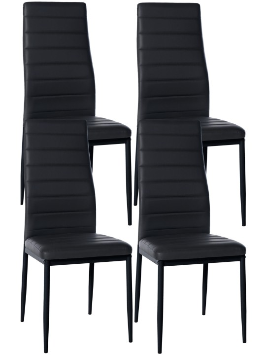 Ensemble de 4 chaises de salle à manger Mayfair simili cuir, noir