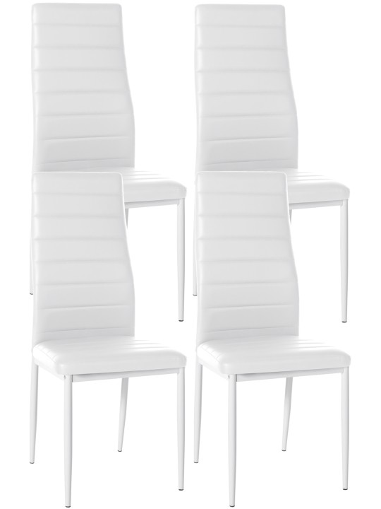 Ensemble de 4 chaises de salle à manger Mayfair simili cuir, blanc