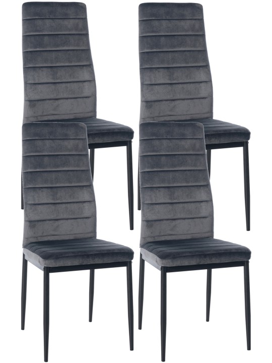 Ensemble de 4 chaises de salle à manger Mayfair velours, gris Ensemble de 4 chaises de salle à manger Mayfair velours, gris