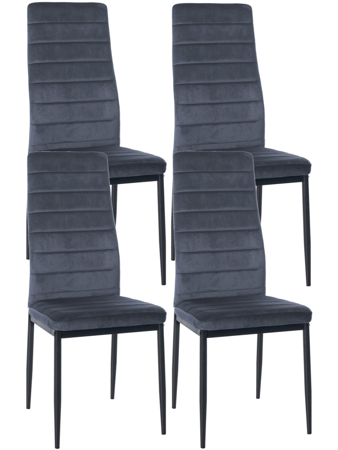 Ensemble de 4 chaises de salle à manger Mayfair velours, gris clair