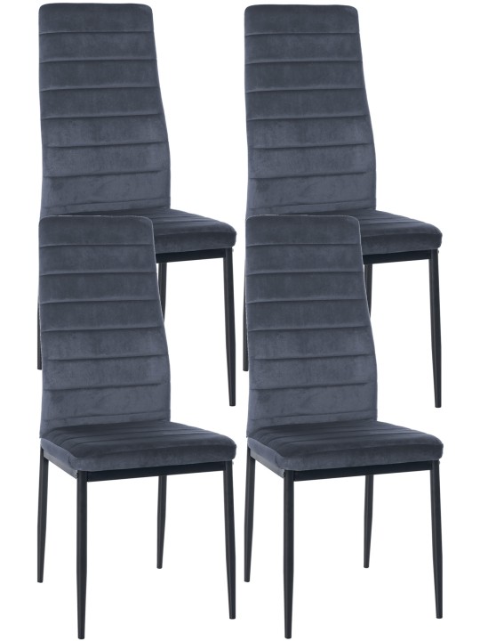 Ensemble de 4 chaises de salle à manger Mayfair velours, gris clair Ensemble de 4 chaises de salle à manger Mayfair velours, gris clair