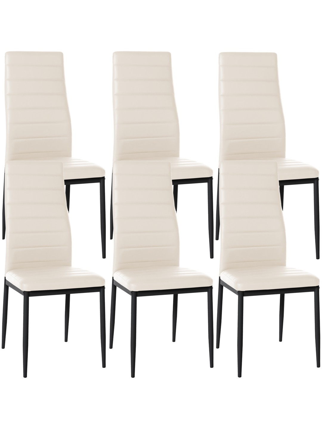 Lot de 6 chaises de salle à manger Mayfair simili cuir, crème