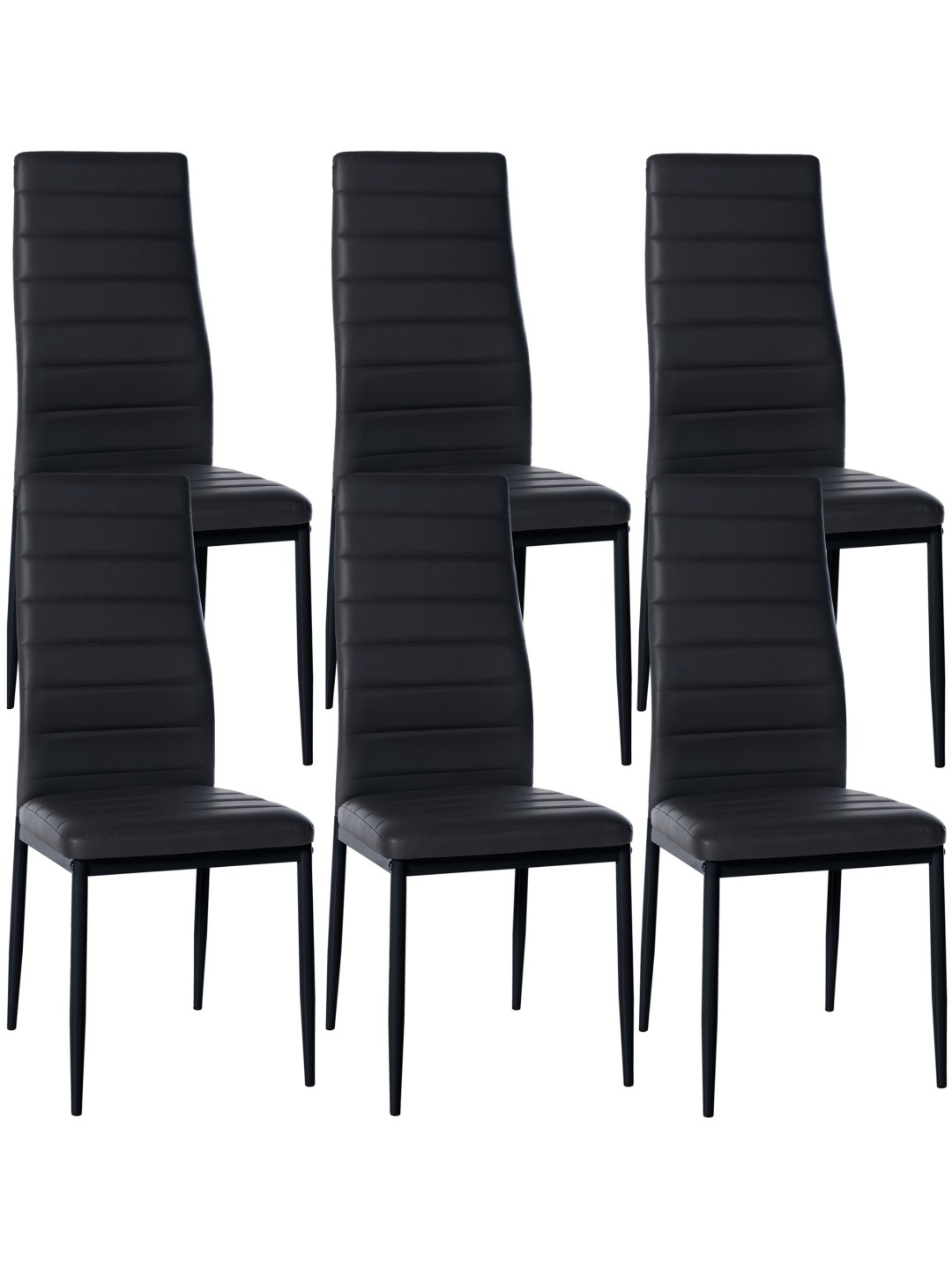 Lot de 6 chaises de salle à manger Mayfair simili cuir, noir