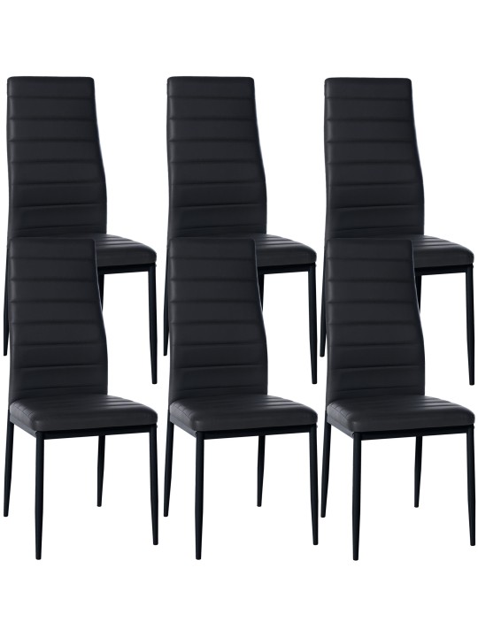 Lot de 6 chaises de salle à manger Mayfair simili cuir, noir Lot de 6 chaises de salle à manger Mayfair simili cuir, noir
