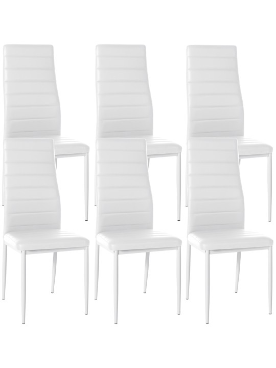 Lot de 6 chaises de salle à manger Mayfair simili cuir, blanc