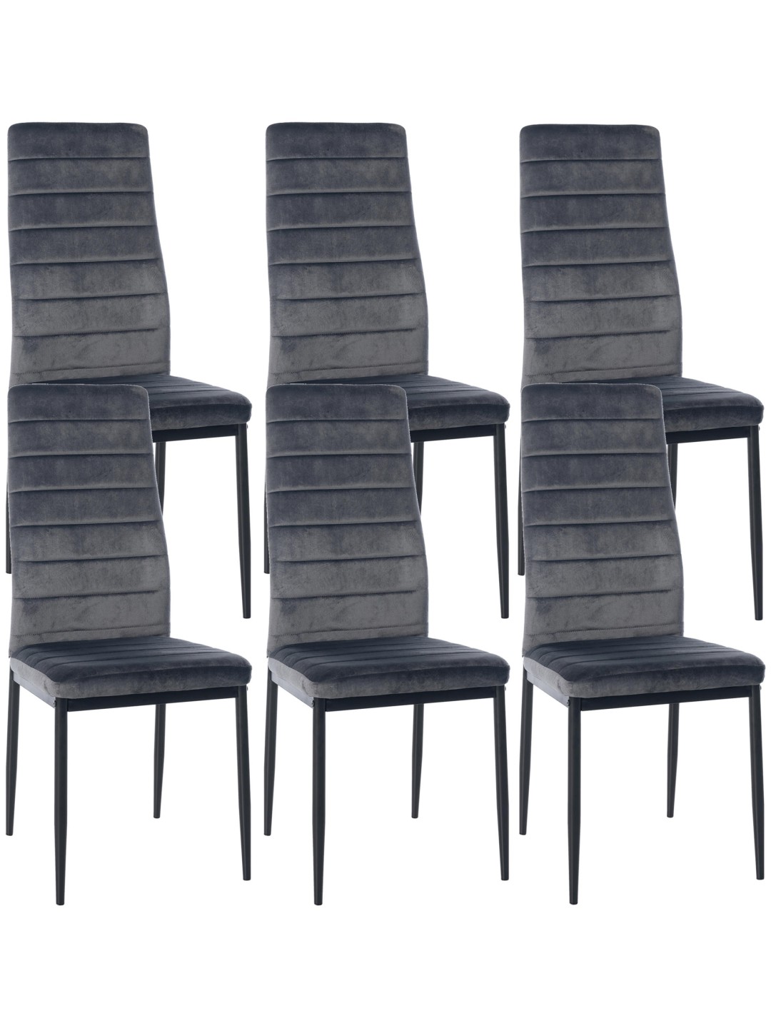 Lot de 6 chaises de salle à manger Mayfair velours, gris