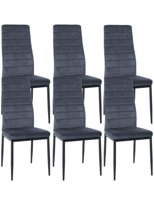 Lot de 6 chaises de salle à manger Mayfair velours, gris clair Lot de 6 chaises de salle à manger Mayfair velours, gris clair