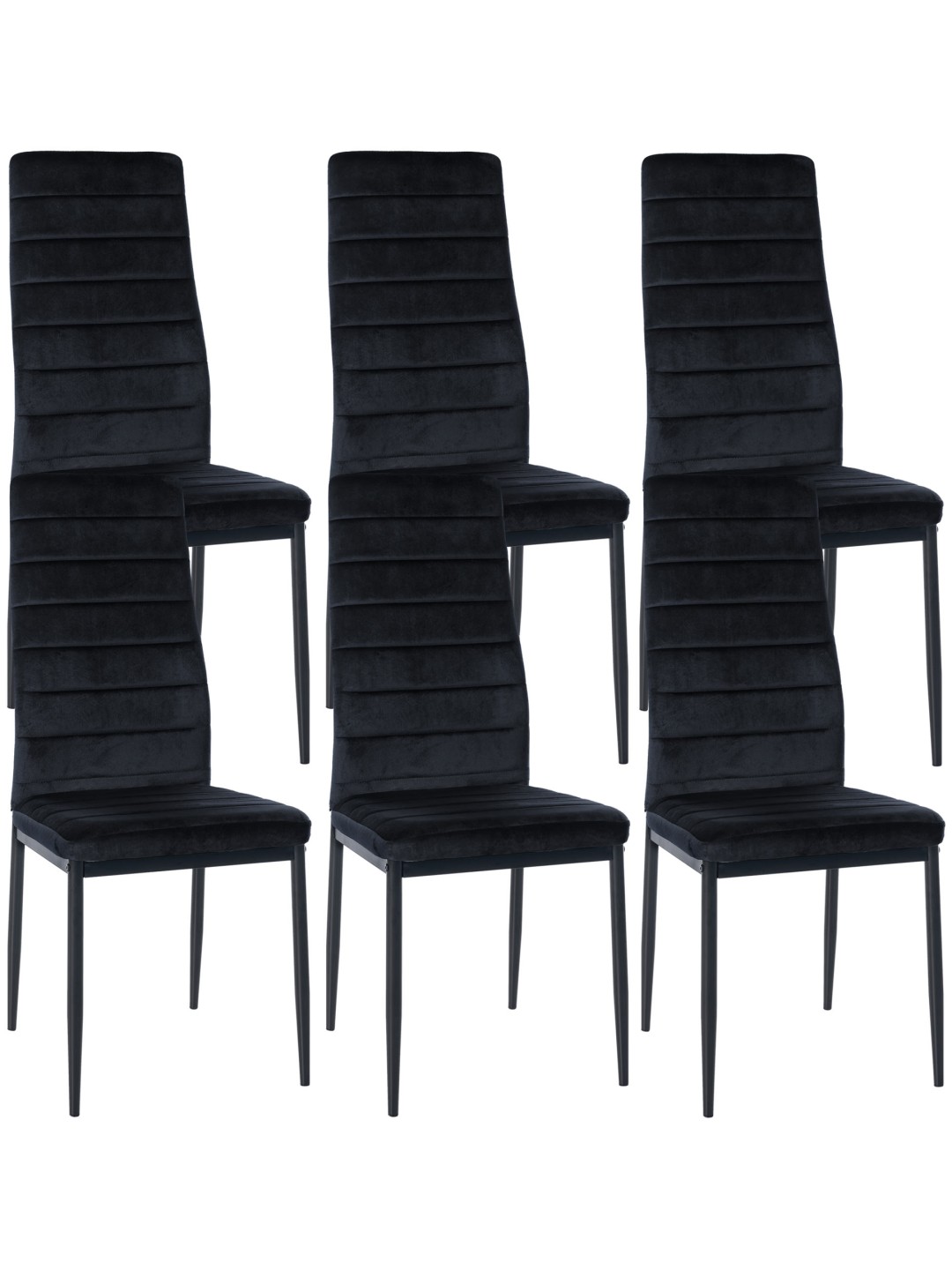 Lot de 6 chaises de salle à manger Mayfair velours, noir